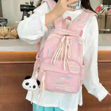 單倉 高颜值小众可爱书包初高中大学生日常出行旅游便携 复合布 小背包双肩包 常规 女款 白色/黑色/粉红色/黄色