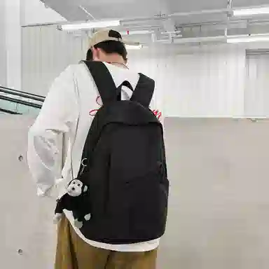 單倉 潮酷休闲大容量美式字母初高中学生短途旅行通勤 尼龙 书包背包双肩包 男女同款情侣款 灰色/卡其色/蓝色/红色