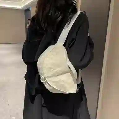 單倉 休闲简约轻便运动 尼龙布 斜挎包 男女同款情侣款 米白色/黑色/紫色/卡其色/绿色