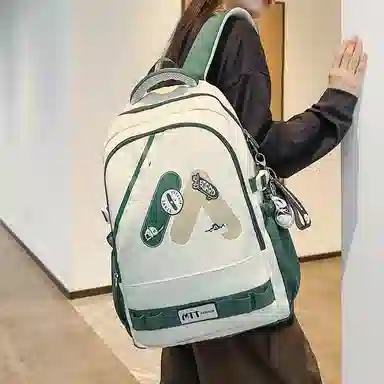 單倉 高颜值美式高街学院风初高中学生时尚潮流 尼龙 书包背包双肩包 常规 男女同款情侣款 多色