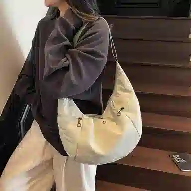 單倉 韩系简约时尚 布 单肩包 常规 男女同款情侣款 米白色/绿色/酒红色/黑色