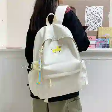 單倉 高颜值可爱腊肠狗轻便耐磨背包学院风初高中学生大容量通勤百搭书包 牛津布 双肩包 常规 男女同款情侣款 白色/黄色/蓝色/黑色