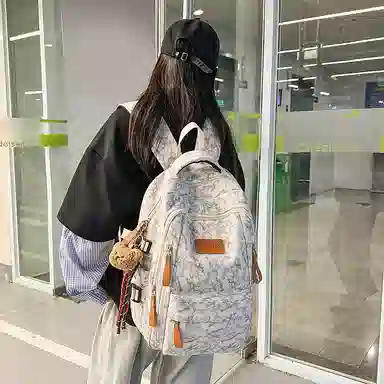 單倉 潮流扎染时尚通勤背包百搭轻便初高中学生大容量书包 尼龙 双肩包 常规 男女同款情侣款 白色/红色/绿色/黑色