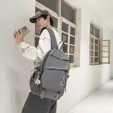 單倉 韩系高颜值卡通设计通勤百搭学院风背包初高中学生大容量轻便耐磨书包 尼龙 双肩包 常规 男女同款情侣款 白色/红色/灰色/黑色