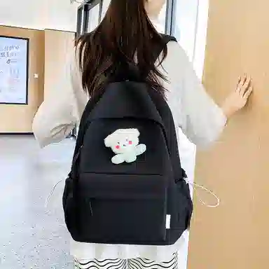 單倉 日系极简风纯色简约通勤百搭 尼龙 双肩包 常规 女款 多色