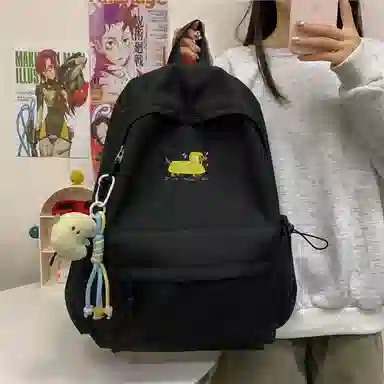 單倉 高颜值可爱腊肠狗轻便耐磨背包学院风初高中学生大容量通勤百搭书包 牛津布 双肩包 常规 男女同款情侣款 白色/黄色/蓝色/黑色