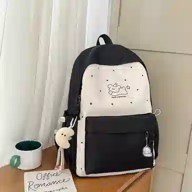 單倉 高颜值韩系卡通印花 尼龙 双肩包 常规 女款 多色
