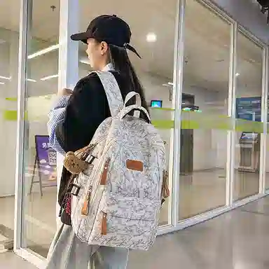 單倉 潮流扎染时尚通勤背包百搭轻便初高中学生大容量书包 尼龙 双肩包 常规 男女同款情侣款 白色/红色/绿色/黑色