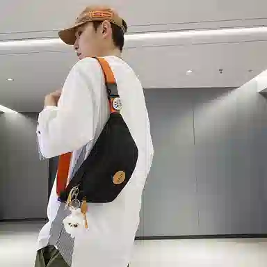單倉 日系撞色设计大容量通勤百搭 尼龙 胸包 常规 男女同款情侣款 多色