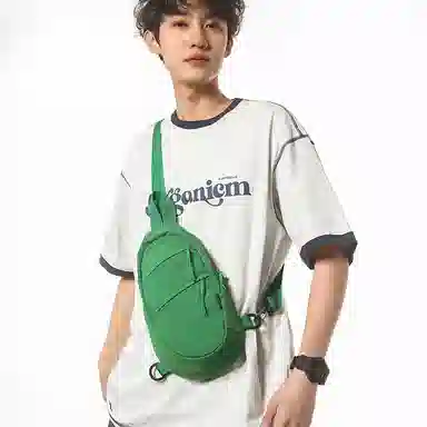 單倉 便携休闲简约潮流时尚斜挎包随身轻便耐磨通勤百搭腰包 尼龙 胸包 常规 男女同款情侣款 米白色/黑色/紫色/桔色/青绿色/军绿色