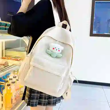 單倉 日系极简风纯色简约通勤百搭 尼龙 双肩包 常规 女款 多色