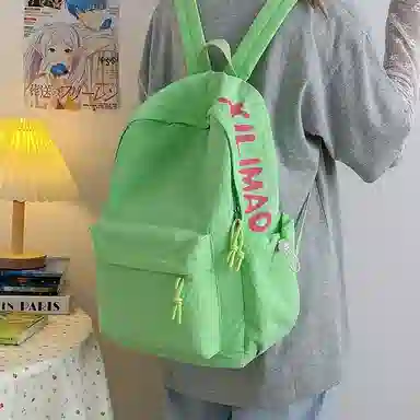單倉 日系高级感字母设计通勤百搭 尼龙 双肩包 常规 男女同款情侣款 多色