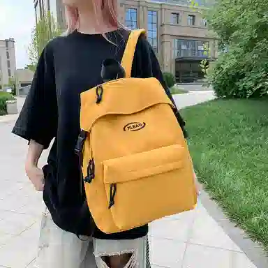 單倉 韩系高颜值简约字母时尚设计背包初高中学生大容量通勤百搭 尼龙 双肩包 男女同款情侣款 黑色/红色/黄色/卡其色/蓝色