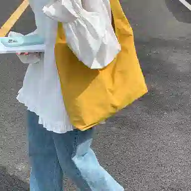 單倉 纯色简约优雅设计轻便耐磨学院风腋下斜挎包初高中学生大容量通勤百搭手提包 布 单肩包 常规 女款 白色/黑色/黄色/蓝色/粉色