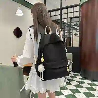 單倉 日系简约时尚大容量通勤百搭轻便 尼龙 双肩包 男女同款情侣款 白色/蓝色/红色/黑色