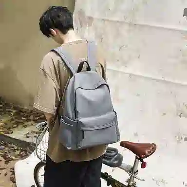 單倉 日韩系高级感时尚简约通勤百搭学院风背包初高中学生大容量轻便耐磨书包 尼龙 双肩包 常规 男女同款情侣款 卡其色/灰色/黑色