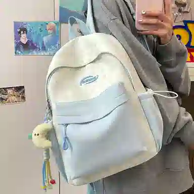 單倉 高颜值星星印花设计通勤百搭学院风背包初高中学生大容量轻便耐磨书包 尼龙布 双肩包 常规 女款 粉色/蓝色/黄色/绿色/黑色