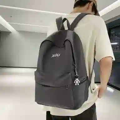 單倉 简约百搭高级字母时尚潮流轻便 尼龙 书包背包双肩包 男女同款情侣款 多色