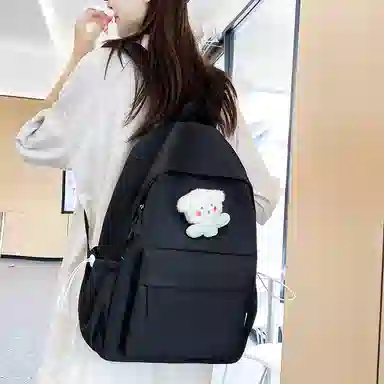 單倉 日系极简风纯色简约通勤百搭 尼龙 双肩包 常规 女款 多色