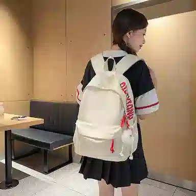單倉 日系简约时尚大容量通勤百搭轻便 尼龙 双肩包 男女同款情侣款 白色/蓝色/红色/黑色