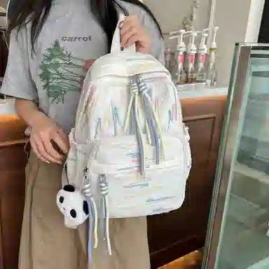 單倉 高颜值小众可爱书包初高中大学生日常出行旅游便携 复合布 小背包双肩包 常规 女款 白色/黑色/粉红色/黄色
