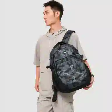 單倉 潮流通勤百搭时尚设计学院风背包初高中学生大容量轻便耐磨书包 牛津布 双肩包 常规 男女同款情侣款 迷彩灰/黄色/黑色/灰色