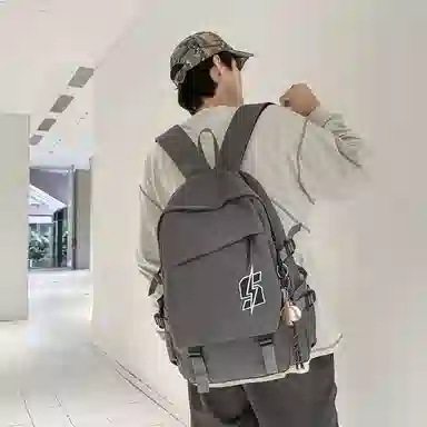 單倉 韩系高颜值卡通设计通勤百搭学院风背包初高中学生大容量轻便耐磨书包 尼龙 双肩包 常规 男女同款情侣款 白色/红色/灰色/黑色