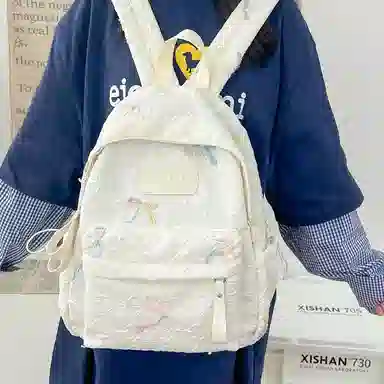 單倉 小众学院风蝴蝶结高颜值百搭旅行 复合布 双肩包 女款 多色