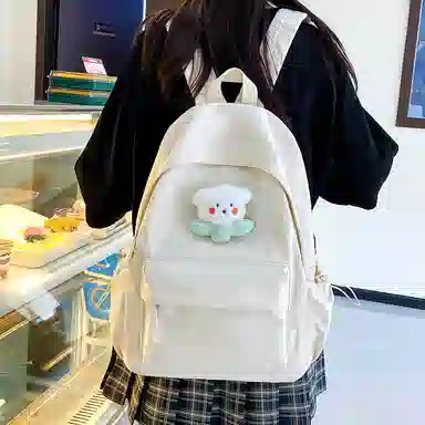 單倉 日系极简风纯色简约通勤百搭 尼龙 双肩包 常规 女款 多色