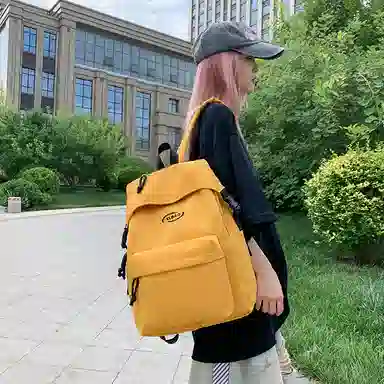 單倉 韩系高颜值简约字母时尚设计背包初高中学生大容量通勤百搭 尼龙 双肩包 男女同款情侣款 黑色/红色/黄色/卡其色/蓝色