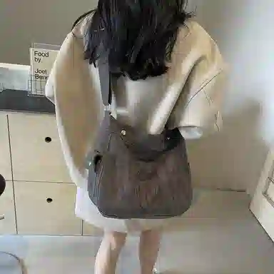 單倉 韩版潮流休闲托特包卡通涂鸦帆布包时尚百搭通勤 帆布 单肩包 女款 米灰/黑茶色/米白色/卡其色