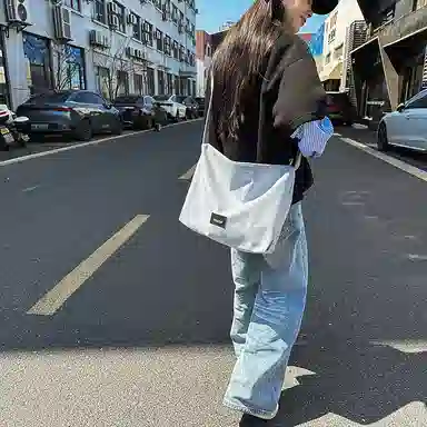 單倉 极简百搭休闲背包斜挎包学生时尚潮流日常上课出行 尼龙 单肩包 常规 男女同款情侣款 白色/灰色/黑色/粉色/蓝色