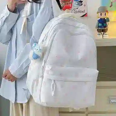 單倉 日系可爱碎花时尚印花设计高颜值背包初高中学生大容量学院风通勤百搭书包 尼龙 双肩包 常规 女款 粉色/黄色/紫色/红色/蓝色