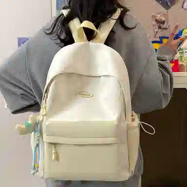 單倉 高颜值星星印花设计通勤百搭学院风背包初高中学生大容量轻便耐磨书包 尼龙布 双肩包 常规 女款 粉色/蓝色/黄色/绿色/黑色