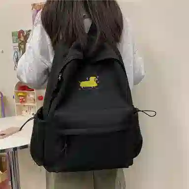 單倉 高颜值可爱腊肠狗轻便耐磨背包学院风初高中学生大容量通勤百搭书包 牛津布 双肩包 常规 男女同款情侣款 白色/黄色/蓝色/黑色