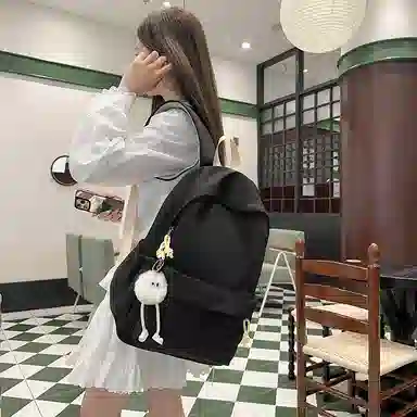 單倉 日系简约时尚大容量通勤百搭轻便 尼龙 双肩包 男女同款情侣款 白色/蓝色/红色/黑色