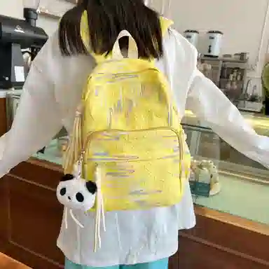 單倉 高颜值小众可爱书包初高中大学生日常出行旅游便携 复合布 小背包双肩包 常规 女款 白色/黑色/粉红色/黄色