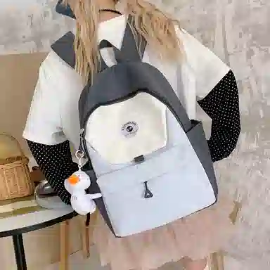 單倉 马卡龙轻便简约撞色日系初高中学生书包小众设计休闲旅行大容量背包 尼龙布 双肩包 男女同款情侣款 粉红色/黄色/蓝色/绿色