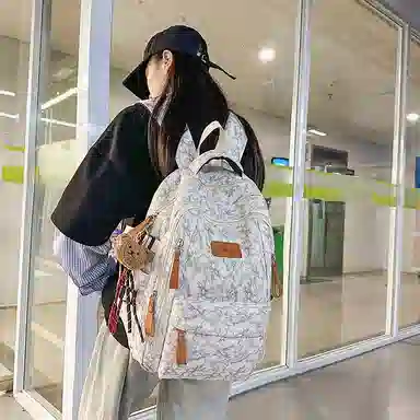 單倉 潮流扎染时尚通勤背包百搭轻便初高中学生大容量书包 尼龙 双肩包 常规 男女同款情侣款 白色/红色/绿色/黑色