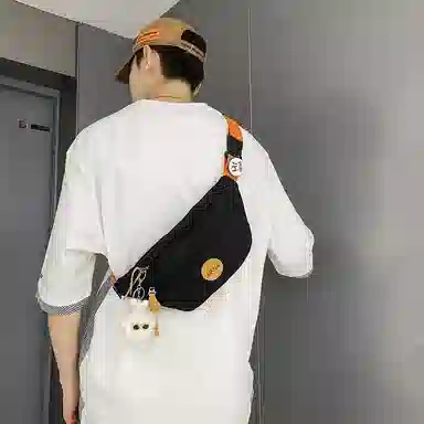 單倉 日系撞色设计大容量通勤百搭 尼龙 胸包 常规 男女同款情侣款 多色