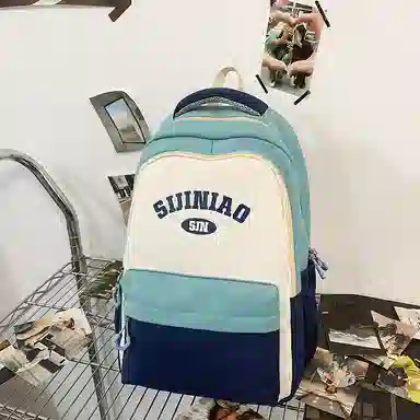 單倉 学院风通勤百搭背包初高中学生大容量轻便耐磨书包 尼龙 双肩包 常规 男女同款情侣款 粉色/蓝色/红蓝色/绿色/卡其色/黑色