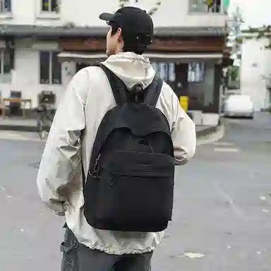 單倉 简约休闲设计感初高中学生旅行百搭大容量轻便书包 尼龙 背包双肩包 男女同款情侣款 白色/灰色/蓝色/卡其色/黑色