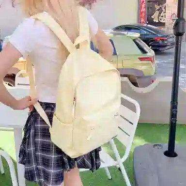 單倉 简约轻便日系书包初高中学生大容量小清新纯色 尼龙 背包双肩包 男女同款情侣款 多色