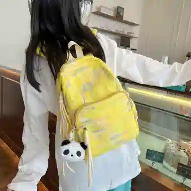 單倉 高颜值小众可爱书包初高中大学生日常出行旅游便携 复合布 小背包双肩包 常规 女款 白色/黑色/粉红色/黄色