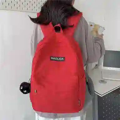 單倉 韩版休闲简约设计初高中通勤百搭背包 尼龙 双肩包 常规 男女同款情侣款 白色/黑色/红色/卡其色/蓝色