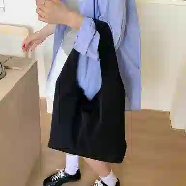 單倉 纯色简约优雅设计轻便耐磨学院风腋下斜挎包初高中学生大容量通勤百搭手提包 布 单肩包 常规 女款 白色/黑色/黄色/蓝色/粉色