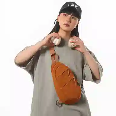 單倉 便携休闲简约潮流时尚斜挎包随身轻便耐磨通勤百搭腰包 尼龙 胸包 常规 男女同款情侣款 米白色/黑色/紫色/桔色/青绿色/军绿色
