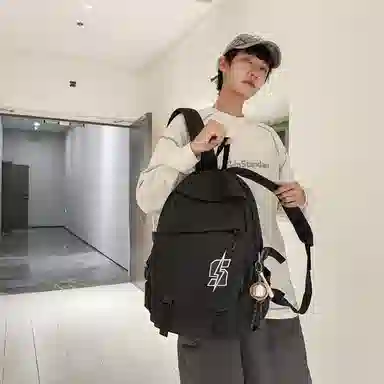 單倉 韩系高颜值卡通设计通勤百搭学院风背包初高中学生大容量轻便耐磨书包 尼龙 双肩包 常规 男女同款情侣款 白色/红色/灰色/黑色