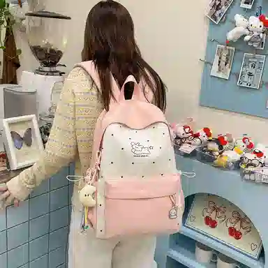 單倉 高颜值韩系卡通印花 尼龙 双肩包 常规 女款 多色