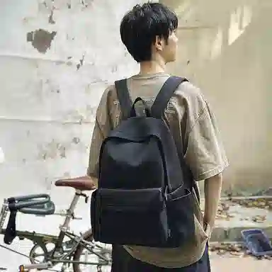 單倉 日韩系高级感时尚简约通勤百搭学院风背包初高中学生大容量轻便耐磨书包 尼龙 双肩包 常规 男女同款情侣款 卡其色/灰色/黑色